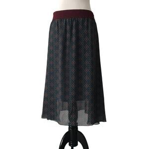 NWT LuLaRoe M Lola Skirt green burgundy Dark Academia Cabincore Cottagecore